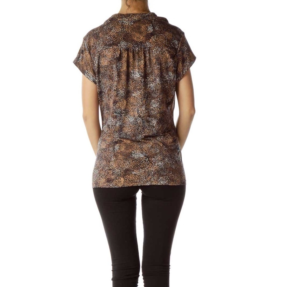 Alfani Brown Printed Polo Shirt - Picture 3 of 4
